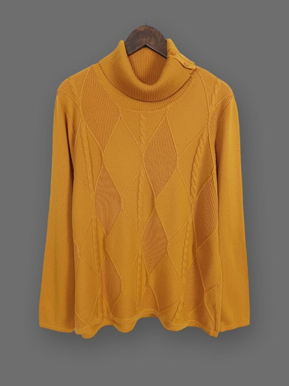 Tribal Buttoned Turtleneck Textured Knit Sweater Size XL